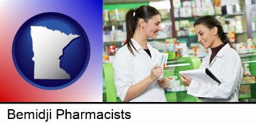 two pharmacists in a drug store in Bemidji, MN